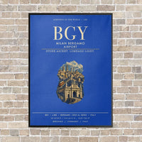 Thumbnail for Milan Bergamo Airport BGY vertical canvas print - framed - blue background