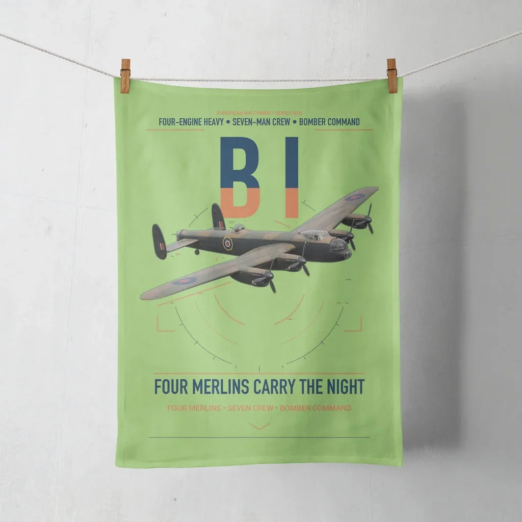 Avro Lancaster B I design on light green towel