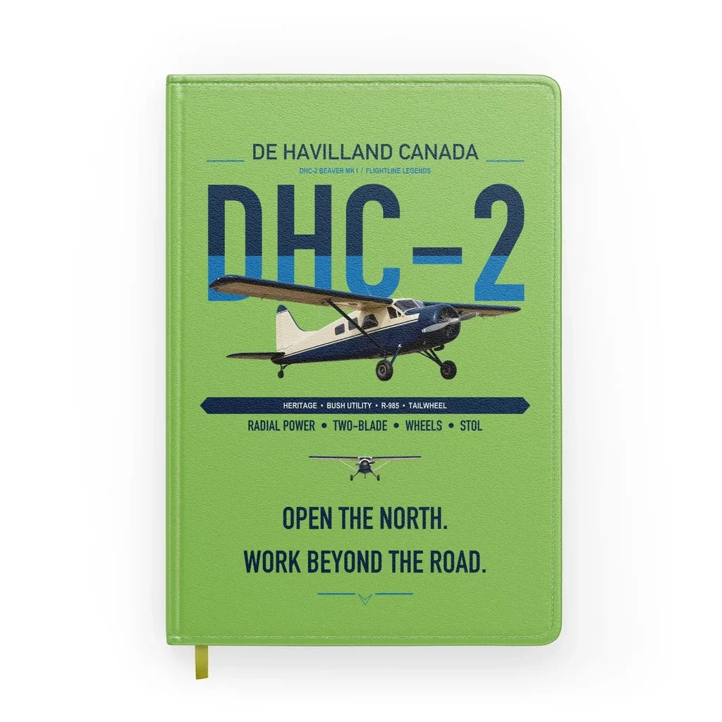 DHC-2 Beaver Mk I design on light green notebook