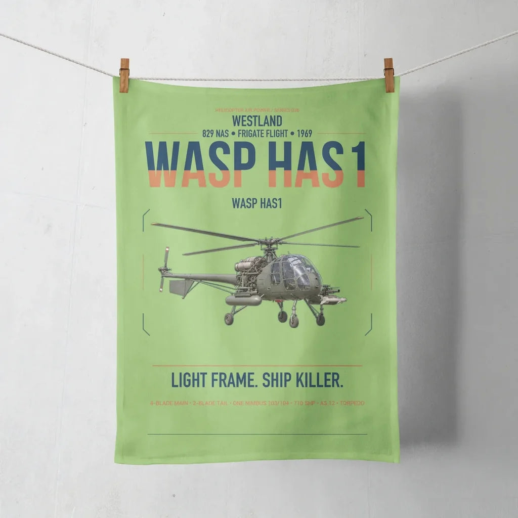 Westland Wasp HAS1 design on light green towel