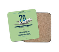 Thumbnail for Fokker 70 design on light green 1 piece coaster