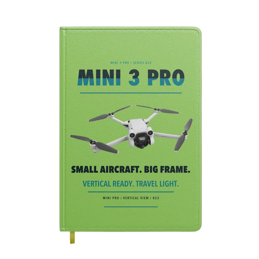 DJI Mini 3 Pro design on light green notebook