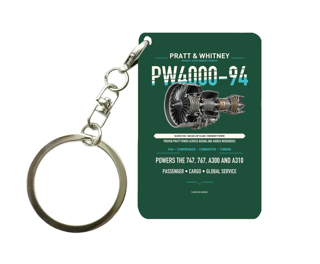 PW4000-94 Key Chain design on dark green key chain