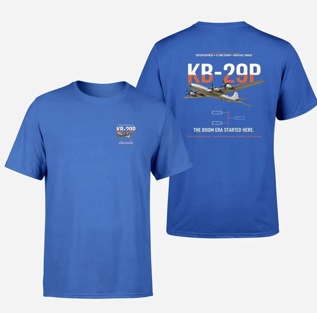 KB-29P SUPERFORTRESS design on blue double-side t-shirt, double-side print