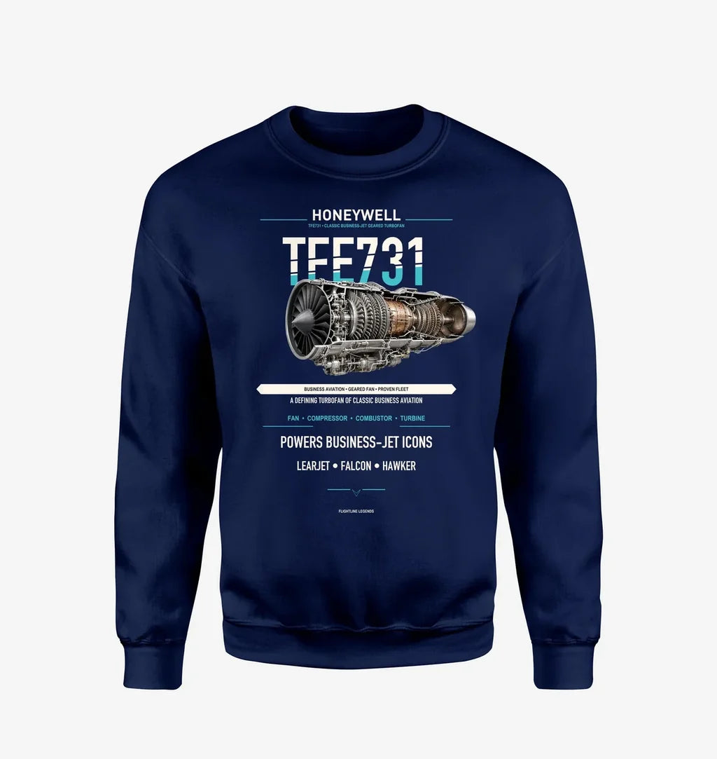 TFE731 design on navy blue sweatshirt