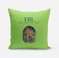 Thumbnail for Erbil International Airport (EBL) design on light green pillow