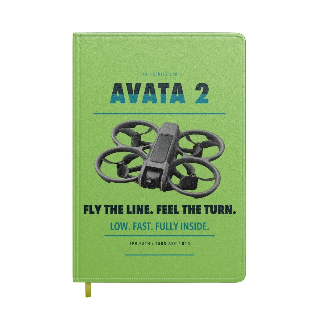 DJI Avata 2 design on light green notebook