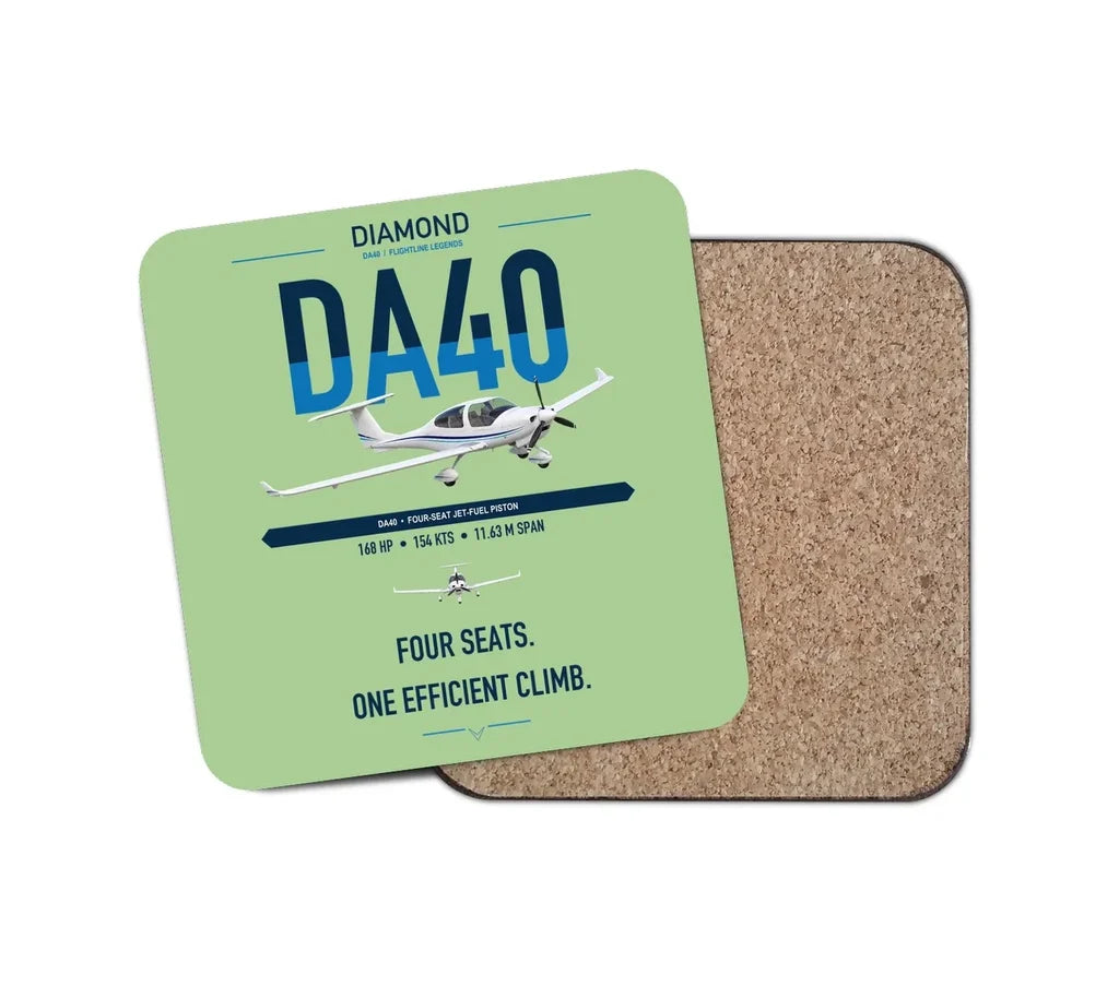 Diamond DA40 design on light green 1 piece coaster