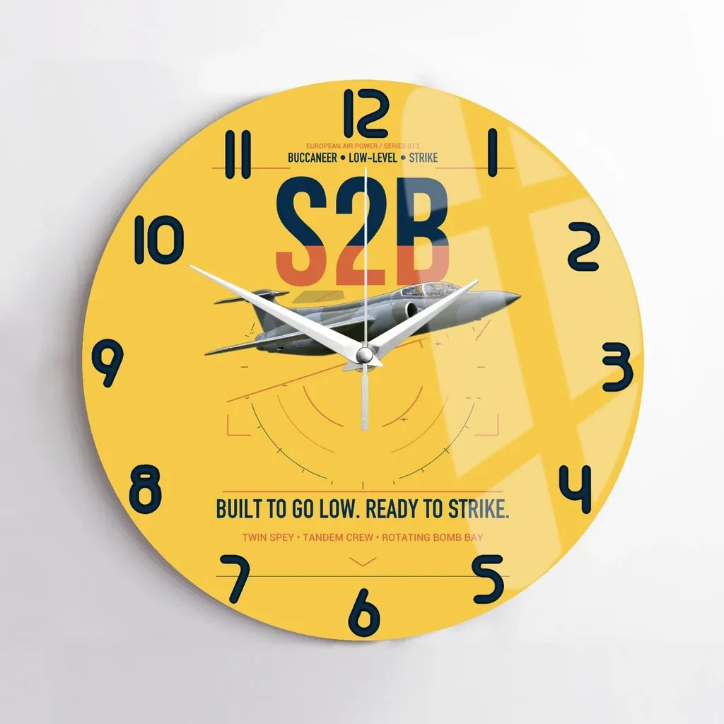 Blackburn Buccaneer S2B design on yellow no frame wall clock