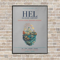 Thumbnail for Helsinki Airport HEL vertical canvas print - framed - light gray background