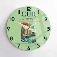 Thumbnail for Curaçao International Airport (CUR) design on light green no frame wall clock
