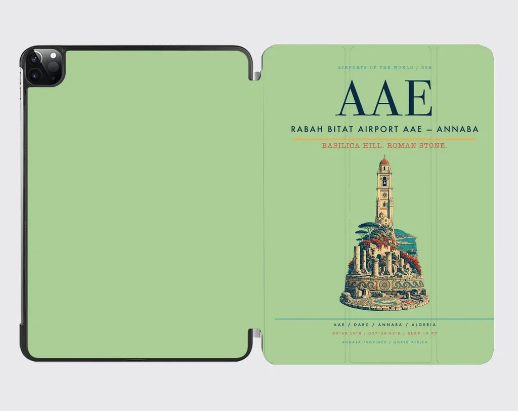 Rabah Bitat Airport (AAE) design on light green ipad tablet case
