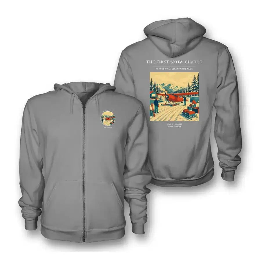 VINTAGE G4480 - The First Snow Circuit - Premium Zipped Hoodie design on gray