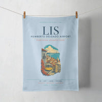 Thumbnail for Lisbon Humberto Delgado Airport (LIS) design on light blue towel