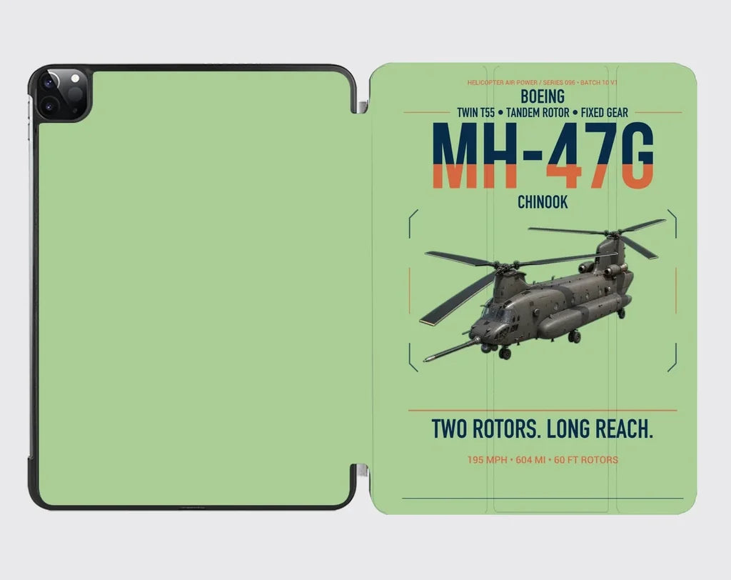 Boeing MH-47G Chinook design on light green ipad tablet case