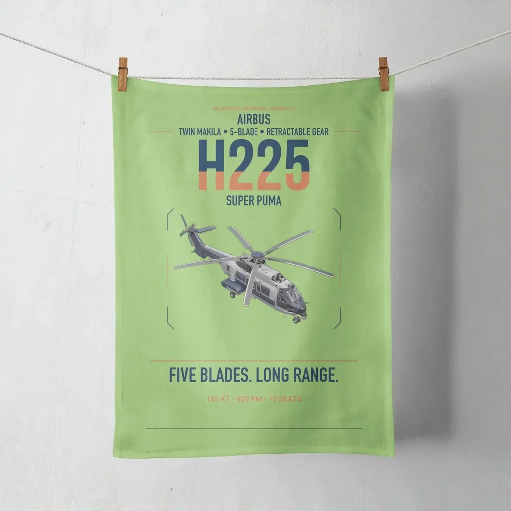 Airbus H225 design on light green towel