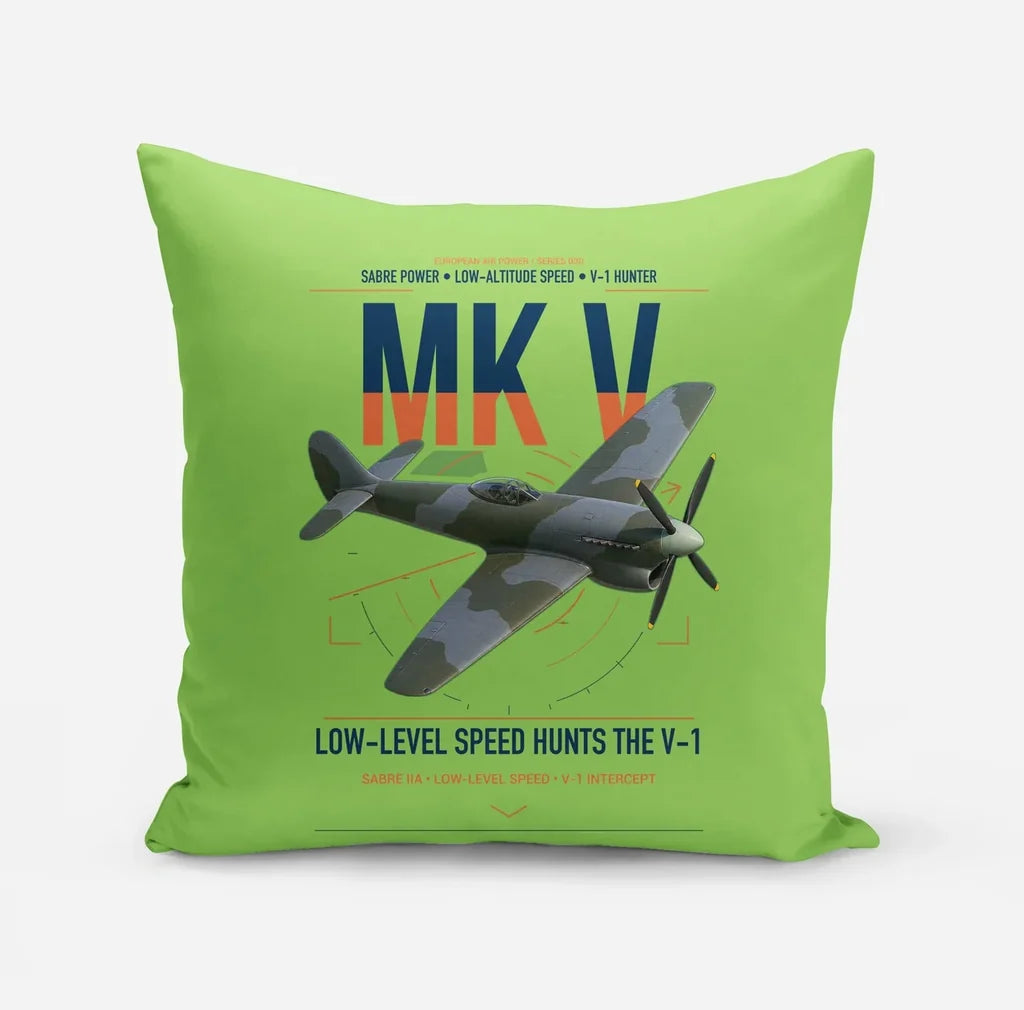 Hawker Tempest Mk V design on light green pillow