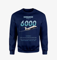 Thumbnail for Bombardier Global 6000 design on navy blue sweatshirt