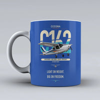 Thumbnail for Cessna 162 Skycatcher design on blue ceramic mug, double-side print