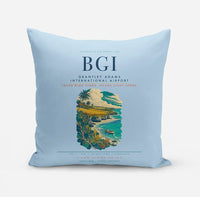 Thumbnail for Grantley Adams International Airport (BGI) design on light blue pillow