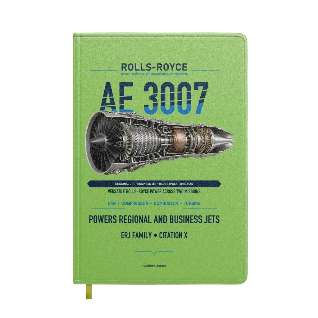 AE 3007 design on light green notebook