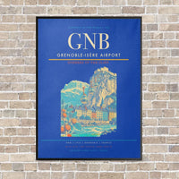 Thumbnail for Grenoble-Isère Airport GNB vertical canvas print - framed - blue background