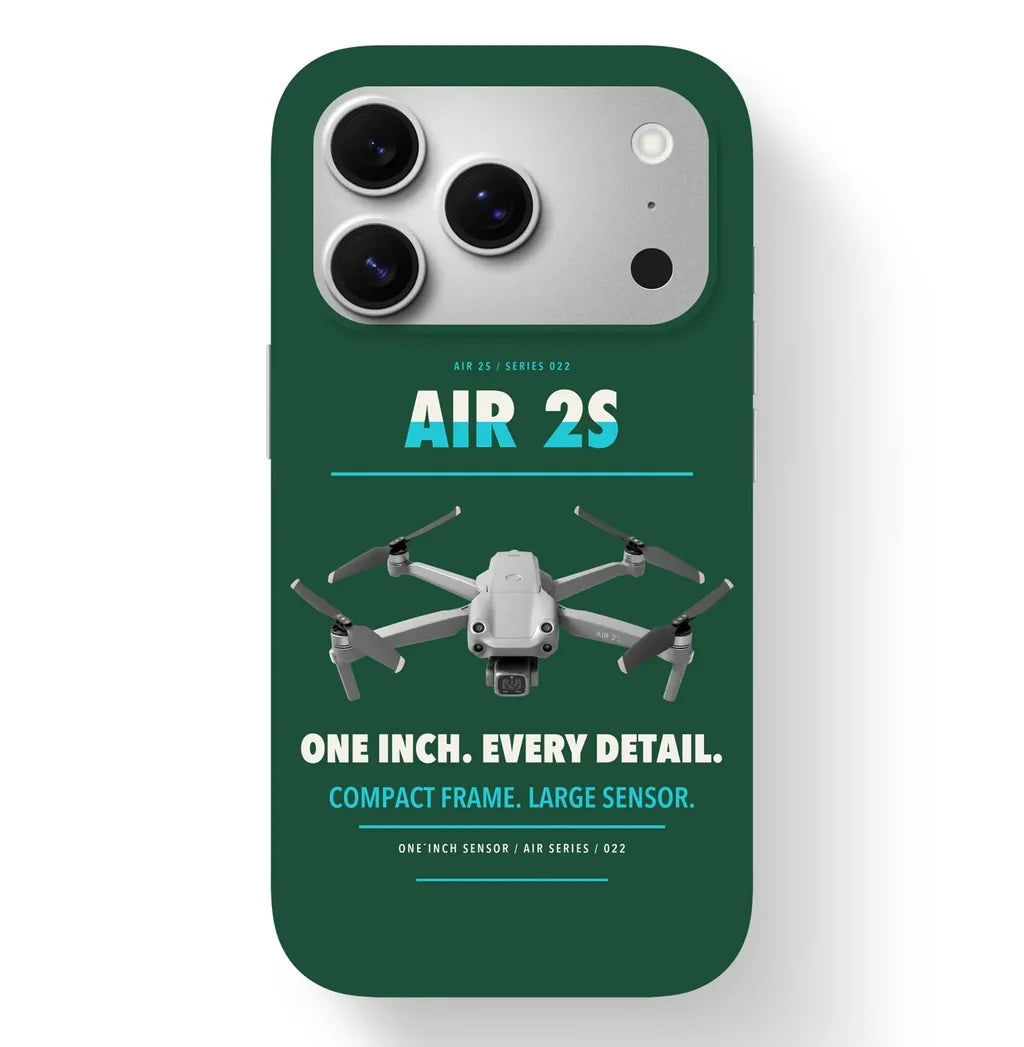 DJI Air 2S Case design on dark green iphone case