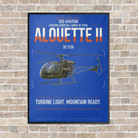 Thumbnail for Sud Aviation SE 3130 Alouette II vertical canvas print - framed - blue background