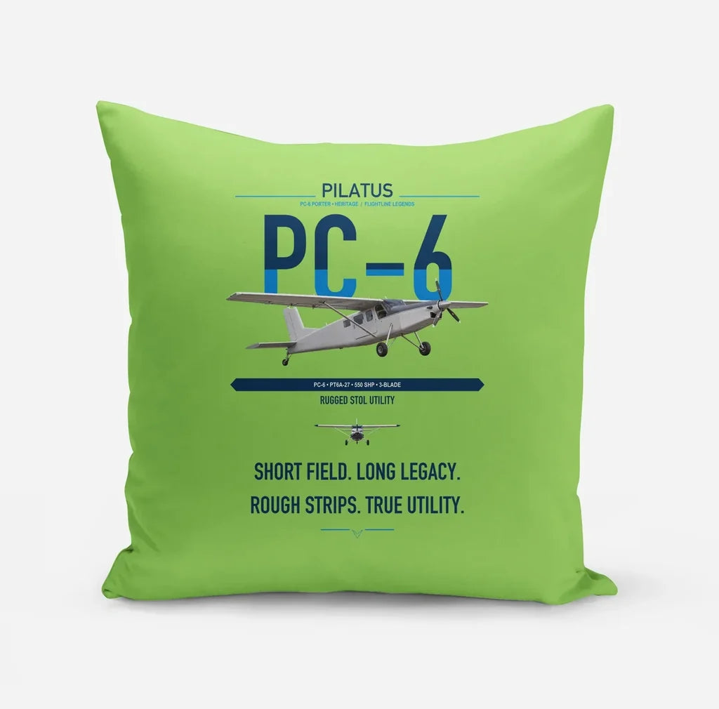Pilatus PC-6 Porter design on light green pillow