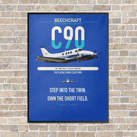 Thumbnail for Beechcraft King Air C90 vertical canvas print - framed - blue background