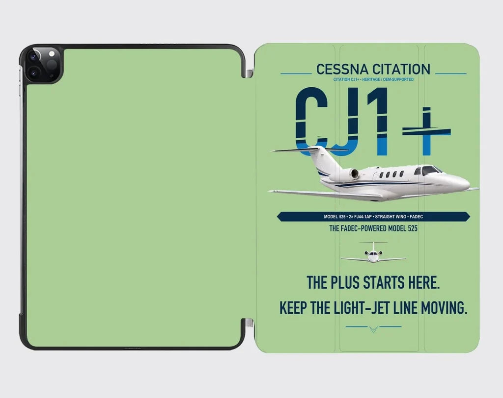 Cessna Citation CJ1+ design on light green ipad tablet case