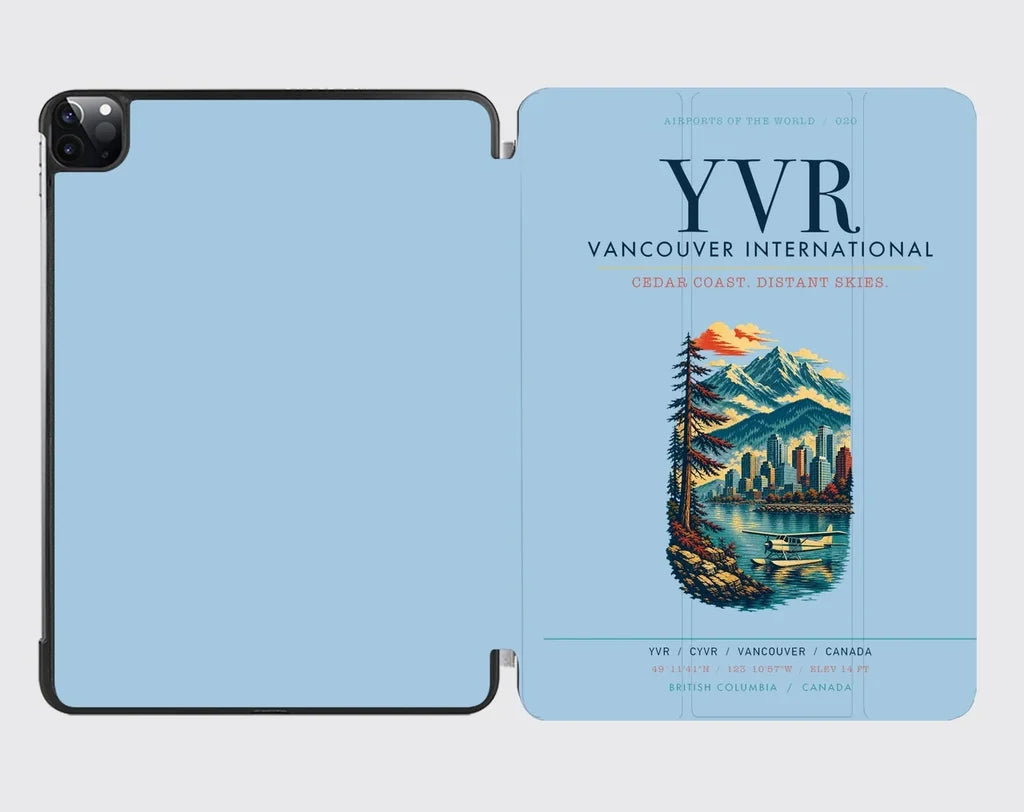 Vancouver International Airport (YVR) design on light blue ipad tablet case