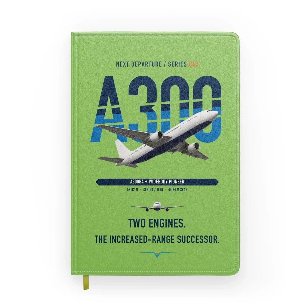 Airbus A300B4 design on light green notebook