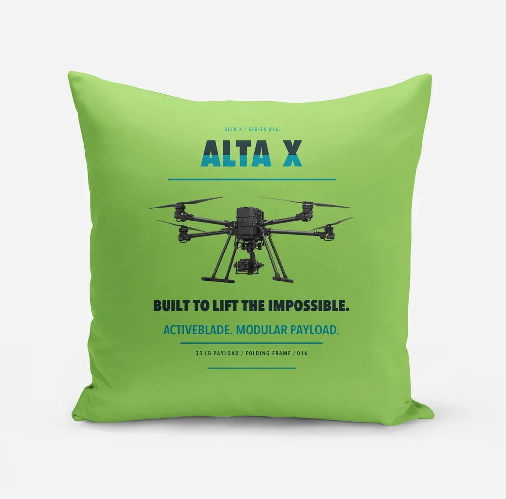Freefly Alta X design on light green pillow
