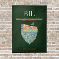 Thumbnail for Billings Logan International Airport BIL - Canvas Framed - Dark Green