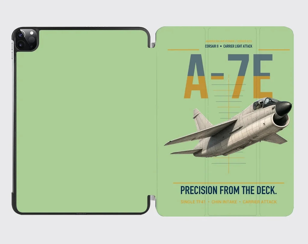 A-7E Corsair II design on light green ipad tablet case