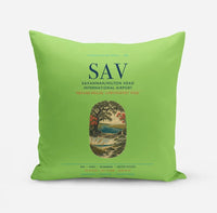 Thumbnail for Savannah-Hilton Head International Airport (SAV) design on light green pillow