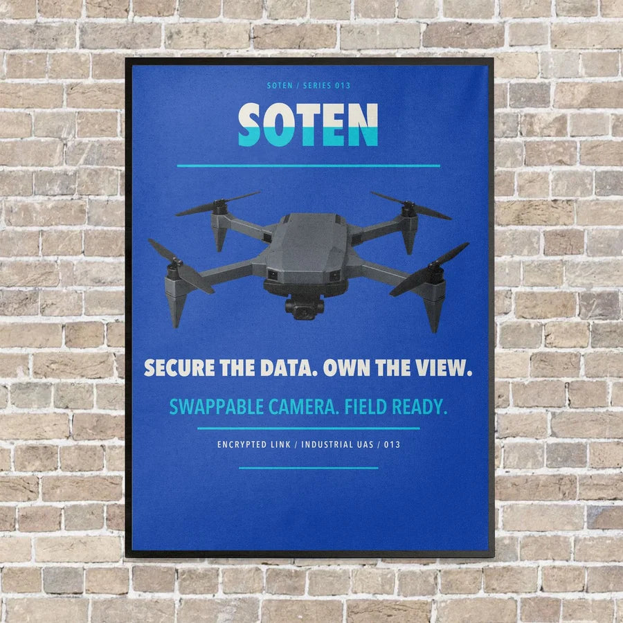 ACSL SOTEN vertical canvas print - framed - blue background