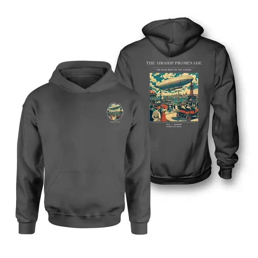 VINTAGE G4012 - The Airship Promenade - Double-Side Hoodie design on darkgray double side