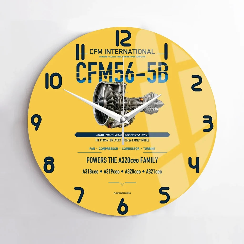 CFM56-5B design on yellow no frame wall clock