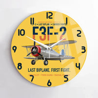Thumbnail for F3F-2 Last Biplane First Fight design on yellow no frame wall clock