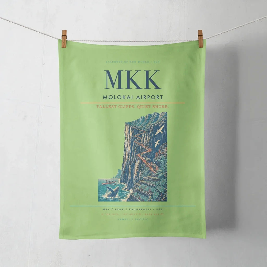 Molokai Airport (MKK) design on light green towel
