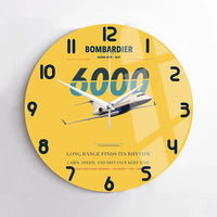 Thumbnail for Bombardier Global 6000 design on yellow no frame wall clock