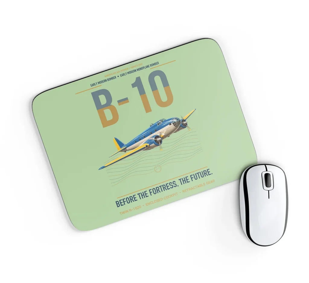 Martin B-10 design on light green rectangle mouse pad
