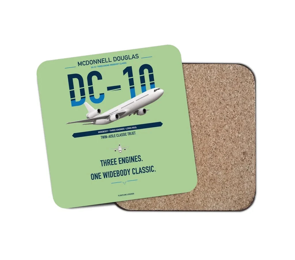McDonnell Douglas DC-10 design on light green 1 piece coaster