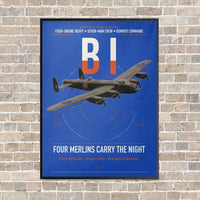 Thumbnail for Avro Lancaster B I vertical canvas print - framed - blue background