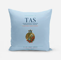 Thumbnail for Islam Karimov Tashkent International Airport (TAS) design on light blue pillow
