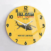 Thumbnail for Sikorsky UH-60M Black Hawk design on yellow no frame wall clock