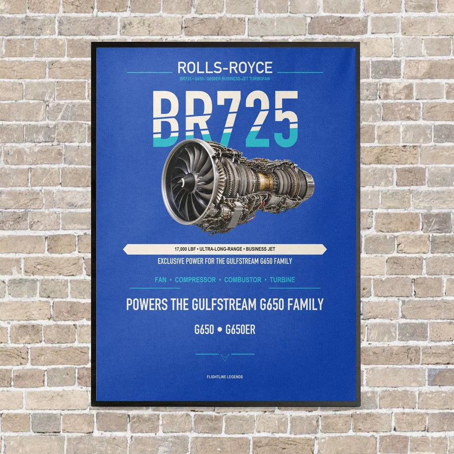 BR725 vertical canvas print - framed - blue background