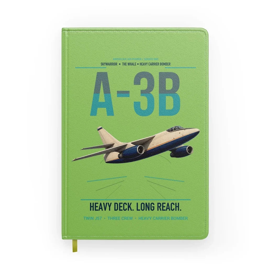 A-3B Skywarrior design on light green notebook